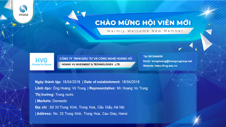 Chúc mừng Công ty TNHH Đầu tư và Công nghệ Hoàng Vũ trở thành Hội viên của VINASA