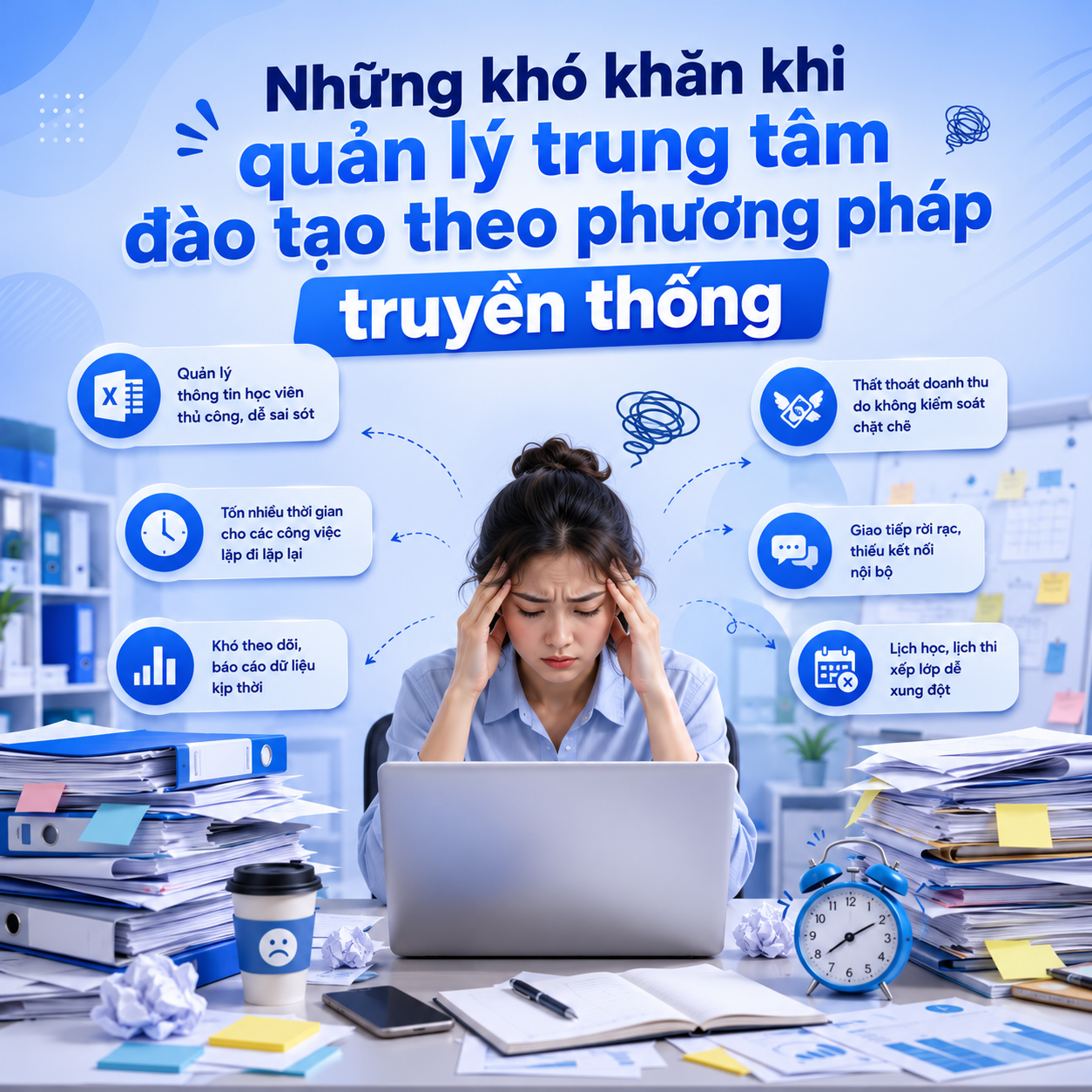 Những khó khăn khi quản lý trung tâm đào tạo theo phương pháp truyền thống
